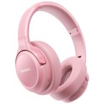 BERIBES Bluetooth Headphones Over-Ear with Hybrid Active Noise Cancelling 65h Playtime Hours Over Ear Headphones with Microphone, Hi-Res Audio, Deep Bass, Quick Charge for Travel (Pink)