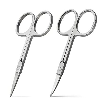 BEZOX Premium Nail Scissors 2PCS, Professional Curved and Stright Manicure Scissors - Multi-purpose Stainless Steel Beauty Grooming Scissor for Nail, Facial Hair, Eyebrow, Eyelash, Dry Skin