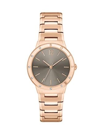 BOSS Breath Qtz Basic Slim Brown Round Dial Women's Watch|Ionic Plated Carnation Gold Steel Material|Gold Color Band - 1502651