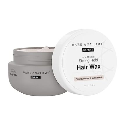 Bare Anatomy Expert 24 Hours Strong Hold Hair Wax | Sulphate Free & Petroleum Free | Hair Wax For Men | Extra Strong Hold | Matte Finish, Easily Removable & Non Greasy | 100g