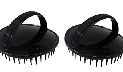 Beauty Tool Hand Grip Round Plastic Hair Washing Comb, Hair Massager, Shower Brush, Hair Comb, Hair Washing Tools for Men (Pack of 2, Black)