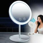 Betzila 5X Magnifying LED Lamp Makeup Mirror 3 in 1 Cosmetic Beauty Breeze Mirrors Desk-Top Keeps Skin Cool Beauty LED Lighted Mirrors