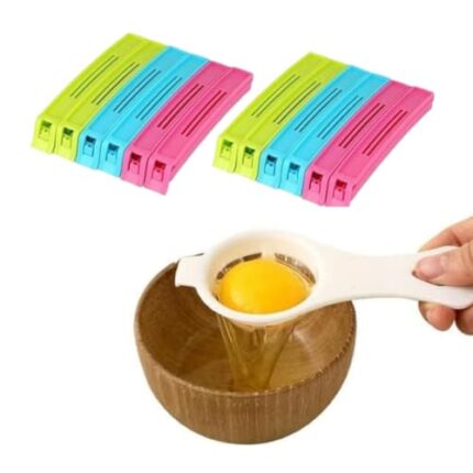 Bumper 2 in 1 Kitchen Combo | Food Pouch Clip Sealers (10 Pieces - Mix of Different Sizes) and 1 Egg Separator | Plastic Air Tight Sealer for Keeping Food Fresh (2)