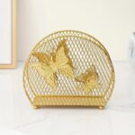 CentraLit Butterfly Pattern Napkin Holder for Dining Table - Tissue Paper Stand for Kitchen, Home Décor, Office, Restaurant, Tissue Organizer for Dinner Tables, (Gold) Tissue Dispenser