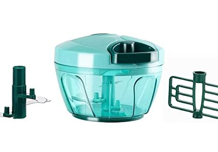 Chopper-500ml 2in1 Mini Handy and Compact Chopper with 3 Blades & Whishker/Mixer Blade Plastic Polypropylene for Effortlessly Chopping Vegetables and Fruits for Your Kitchen (Multicolor-Pack of 1)