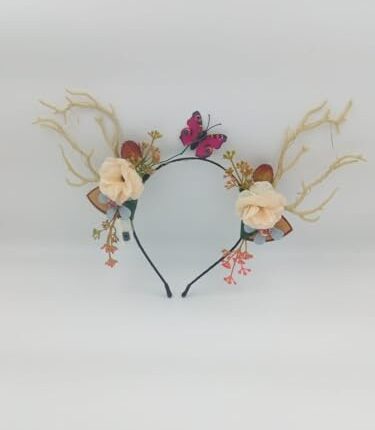 Creative Ideas Reindeer Antlers LED Hairband for Women and Girls | Christmas Light Flower Claw Clip Head Band | Party Hair Jewelry Accessory for Women, Baby Hair Bands for Girls, Kids Hairband in White flower