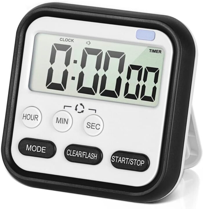 DANSR Digital Kitchen Timer & Stopwatch, Large Digits, Loud Alarm, Kitchen Timer, Magnetic Countdown Digital Timer for Teacher Kids and Elderly, for Classroom Home Work Fitness, Cooking (Black)