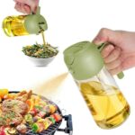 DIVYRUTI Cooking Oil Bottle, 500ML 2 in 1 Olive Oil Sprayer and Oil Dispenser for Kitchen, Glass Cruet Bottle with Premium Nozzle for Olive Oil, Vinegar, Soy Sauce-Multicolour (Pack of 1)