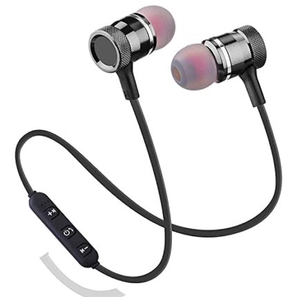 DUETMI Magnet Pure Wireless Bluetooth Headphones, Headset with Mic and Sound Button Earphone for Mi Note 5/6/7 Pro, 6A, Y2, A2, A1, Y3 All Smartphones (Black)