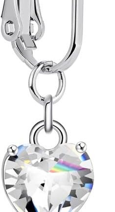 Dkriva® Fake Navel Piercing for Women Clip | Fake Belly Button Rings, Clip On Belly Piercing Jewellery, 316L Stainless Steel Heart shape (1 PCS)