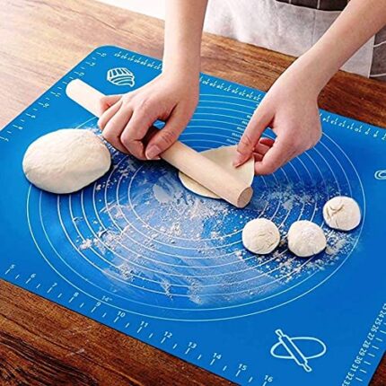 E-COSMOS Silicone Baking Mat Silicone Chapati Atta Kneading Mat Non-Stick Fondant Rolling Mat Stretchable for Kitchen Roti Chapati (Baking Mat 50 * 40 cm)(Multicolor) (DW-2)