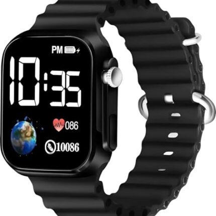 EL SMO Digital Balck Color Waterproof LED Display Kids Watch for Boys & Girls Men and Women Birthday Christmas Gift (Age 4-15 Years)