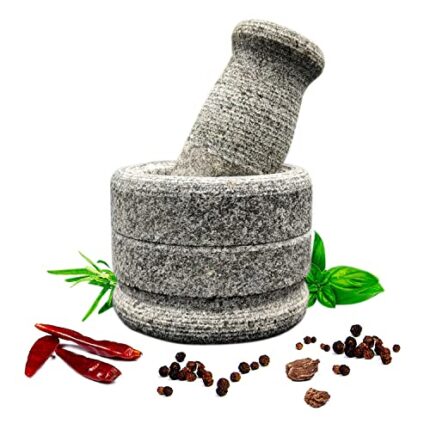 EZAHK Kharal, Mixer, Natural & Traditional Grinder, Musal, Well Designed for Kitchen, Home, Herbs, Stone Okhli, Stone Mortar and Pestle Set for Spices (4 inch).