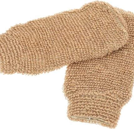 Elysians Natural Jute Shower and Bath Gloves, Exfoliate, Improve Blood Circulation, Massage Effect,Hemp Scrubbing Mitt Bath Sponge Shower Mitt for Women Men Scrubber Machine Washable Double