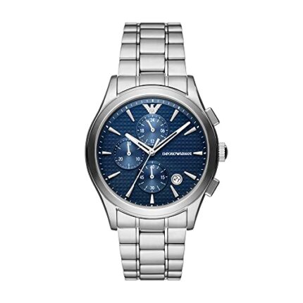 Emporio Armani Analog Blue Dial Men's Watch-AR11528 Stainless Steel, silver Strap