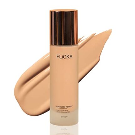 FLiCKA Flawless Femme Liquid Foundation for Face Makeup 30ml | Medium to High Coverage, Buildable | Natural, Waterproof & Moisturizing | All Skin Types | 03 Warm Ivory