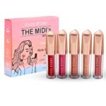 Face Story MIDI not mini(Bare & Brilliant) Liquid Lipstick pack of 5, velvet mousse, long lasting, transfer & smudge proof, SPF15, Infused with Vitamin E & Jojoba Oil-12.5ml