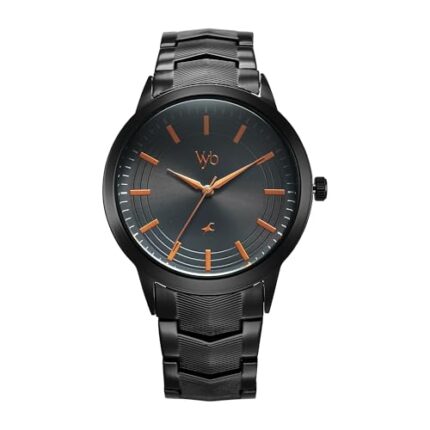 Fastrack Vyb Atlas Quartz Analog Black Dial Black Sheet Metal Strap Watch for Men-FV30002NM01W