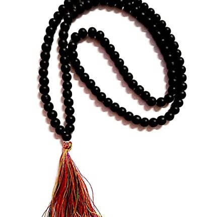 Firmus Shaligram Mala Original 108 Beads Big Size 8 mm Black from Gandaki River Nepal