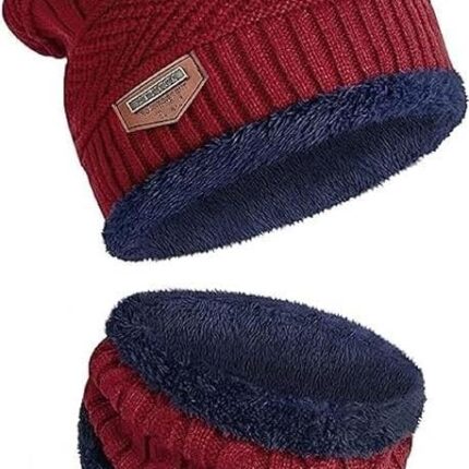 Fitness Mantra® Winter Sports Cap & Muffler for Men & Women| Beanie Cap| 1 Set| (Multicolor)