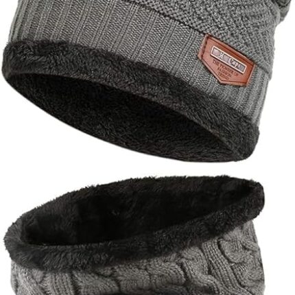 Fitness Mantra® Winter Woolen Beanie Cap & Muffler for Men & Women| Beanie Cap| Winter Clothing Set| Woolen Topaa| Winter Cap| Head & Neck Warmer| 1 Set| (Mixed/Assorted)