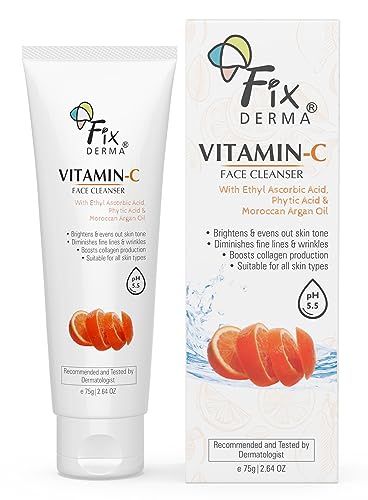 Fixderma Vitamin C Face Cleanser with Ascorbic Acid | facewash woman | Face Wash & Face Cleanser | Face Wash for Oily Skin (All Type Skin) | Face Wash for Women & Men - 75g