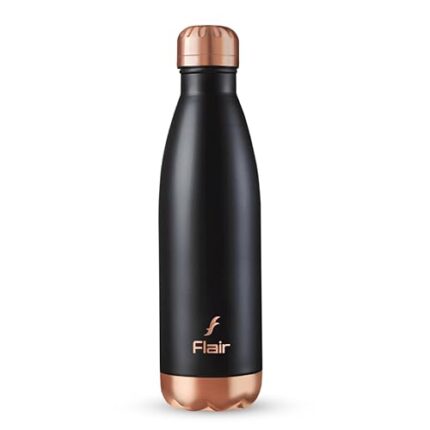 Flair Spark Vacuum Insulated Steel Water Bottle (750 ml, Black), 24 Hours Hot and Cold, Leakproof, BPA-Free, Double Walled, Aqua Water Bottle, Tea Flask, Office, Gym, Travel Bottle, Hiking, Treking