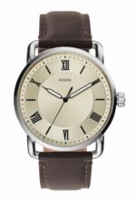 Fossil Men Leather Copeland Analog Yellow Dial Watch-Fs5663, Band Color-Brown