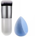 Foundation Makeup Brush BB Cream Concealer Foundation Powder Synthetic Fiber Face Cosmetic Brushes With Beauty Blender Makeup Sponge (Mini foundation Brush with Blender puff)