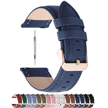 Fullmosa Cross Leather Replacement Watch Strap 22mm Compatible for Samsung Galaxy Watch 3 45mm/Huawei GT3/GT 2 46mm/Fossil Gen 6/Amazfit GTR 47mm/One Plus(46mm)/Noise Colorfit - Dark Blue