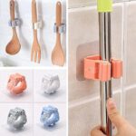 GIRLYZ Attire Mop Broom Holder Wall Mounted Broom Clip Mop Grippers Self-Adhesive No Drilling Mop Broom Racks Super Anti-Slip Utility Hooks for Home Bathroom Kitchen Garden Garage Pack of Only- (1)