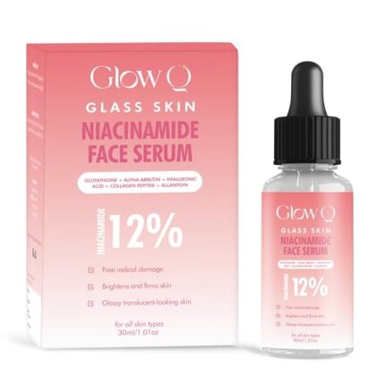 GLOW Q 12% Niacinamide Serum for Face Glass Skin Face Serum for Glowing Skin Infused with Glutathione, Alpha Arbutin- Hyaluronic Acid Serum for Radiant Skin |30ml