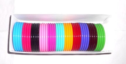 GOELX Plastic bangles thin multicolor 48 bangles size 2.8 medium size