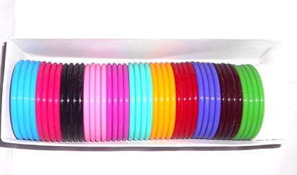 GOELX Plastic bangles thin multicolor 48 bangles size 2.8 medium size