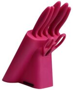 GTC® 7 Pieces Kitchen Knife Set- Kitchen Knives, Scissors and Plastic Stand PA015 (Pink)