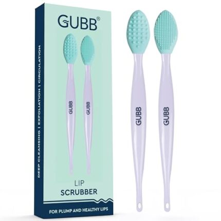 GUBB Lip Scrubber for Plump and Healthy Lips - Dual-Sided Benefits for Exfoliation and Deep Massage - Achieve Soft & Shiny Lips with this Manual Face Massager and Soft Lip Brush - Promote Smoother and Fuller Lip Appearance - Portable Lip Care Tool for On-the-Go Beauty with GUBB Quality Assurance