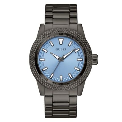 GUESS Stainless Steel Analog Blue Dial Men's Watch-U1417G3M, Band Color:Gray