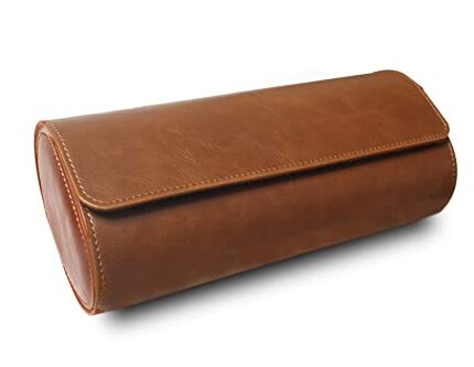 Genuine Leather Watch Box Organizer Brown Colour for Men and Women- 3 Watch Storage with Adjustable & Removable Pillows