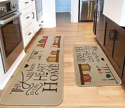 Glaceon Anti Fatigue Kitchen Rug Sets 2 Piece Non Slip Kitchen Mats for Floor Cushioned Kitchen Rugs and Mats Waterproof Comfort Standing Mat Runner for Kitchen,Home Office,Sink,Laundry (Heart MAT)