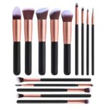 Gleva Makeup Brushes Premium Synthetic Kabuki Foundation Powder Concealers Eye Shadows 14 Pcs Brush Set Professional Blush, Face Powder, Highlighter, Contour, Blending Eyebrow Eyeliner (Rose Gold)