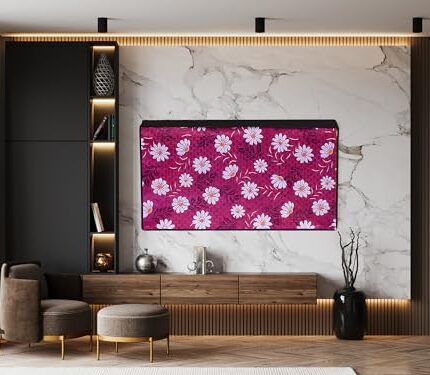 Grabndeals Waterproof dustproof Transparent led tv Cover for 32 inches led tv (All Models) (Pink Flower)