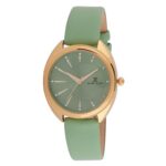 Green Soft Leather Band with Gold Case Women Premium Watch - DK.1.14021-3