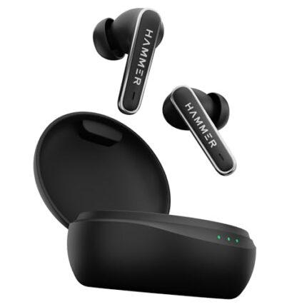 HAMMER Airflow Lit True Wireless Earbuds with Upto 20H Playtime, Type-C Charging, Touch Controls, Voice Assistance, Ipx5, Made in India (Black) - in Ear