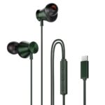 HAMMER Nova in Ear C Type Earphones Wired with Mic,13mm Driver, in-line Control, Metallic Built, Powerful Bass, Comfortable & Lightweight (Green)