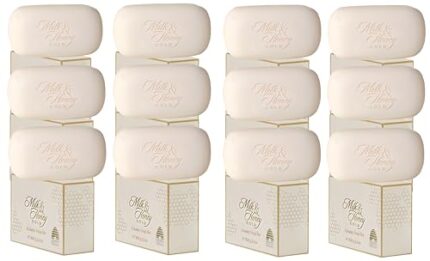 HUDACRUSH BEAUTY's Milk and Honey Gold Softening Creamy Soap Bar - 12 Pack - for Lusciously Nourished, Silky-Smooth Skin Enrichment and Elegance