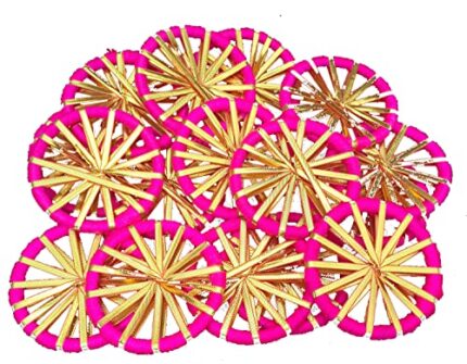 Handmade Decorative Bangles/Chakri Gota for Handicraft, Home & Fesival Decoration, Vandanwar Wall Decoration Ethnic Bangles Candle Tea Lights (3Inch 50pc Set, Rani Color Chakri)