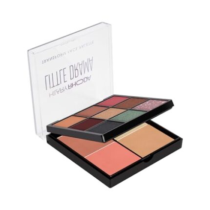 Hilary Rhoda Transform Face Palette | 9 Eyeshadows | 2 Blushes | Highlighter & Contour | Highly Pigmented | Available in 2 Variants | Matte & Shimmer Finish | All-in-One Kit | 18g (Little Drama)