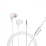 Hitage Earphones HB-131 Headphones Earplugs Headset High Definition Sound Deep Extra Bass Wired Earphone with in-line Mic Wide Compatibility Tangle Free Cable (White)