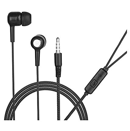Hitage Earphones HPB-276 Headphones Earplugs Headset High Definition Sound Deep Extra Bass Wired Earphone with in-line Mic Wide Compatibility Tangle Free Cable (Black)