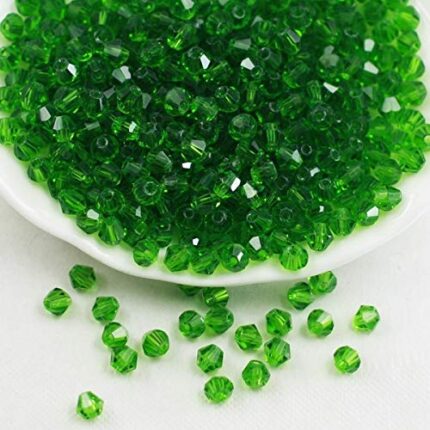 Home REPUBLIC-100pcs Green Colour DIY Jewelry 4MM Glass Crystal Bicone Fashion Loose Beads for DIY Bracelet Necklace Jewelry